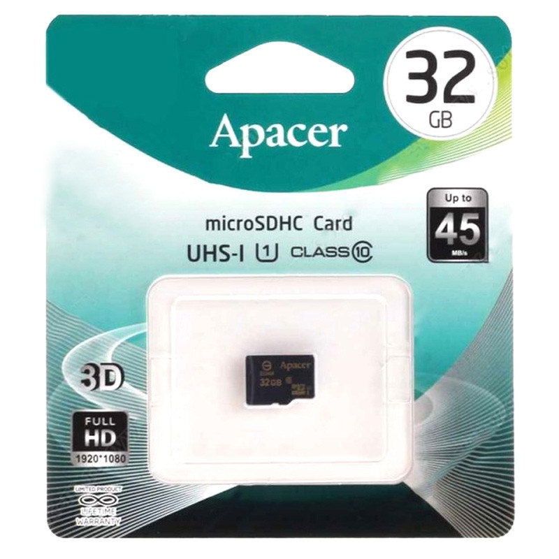 Карта пам'яті Apacer microSDHC UHS-1 32 GB Class 10 (без адаптера) (Чорний) 1127383
Карта пам'яті Apacer microSDHC UHS-1 32 GB Class 10 (без адаптера) (Чорний) 1127383