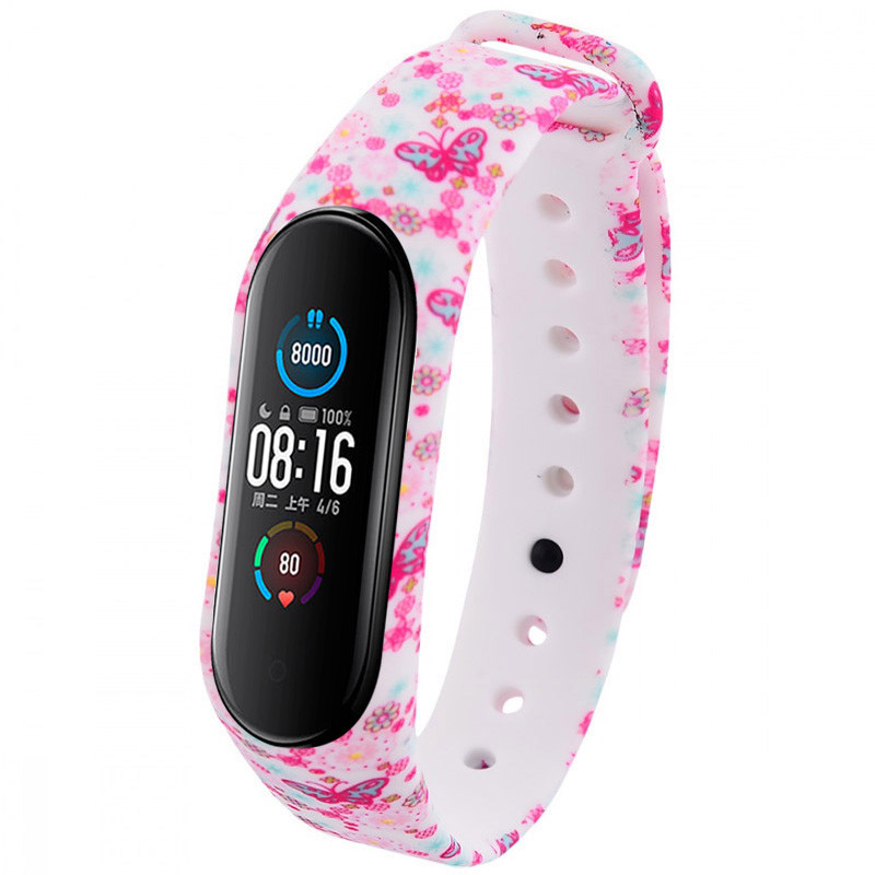 Силіконовий ремінець з малюнком для Xiaomi Mi Band 5 / 6 (Рожеві метелики / Білий) 925998
Силіконовий ремінець з малюнком для Xiaomi Mi Band 5 / 6 (Рожеві метелики / Білий) 925998