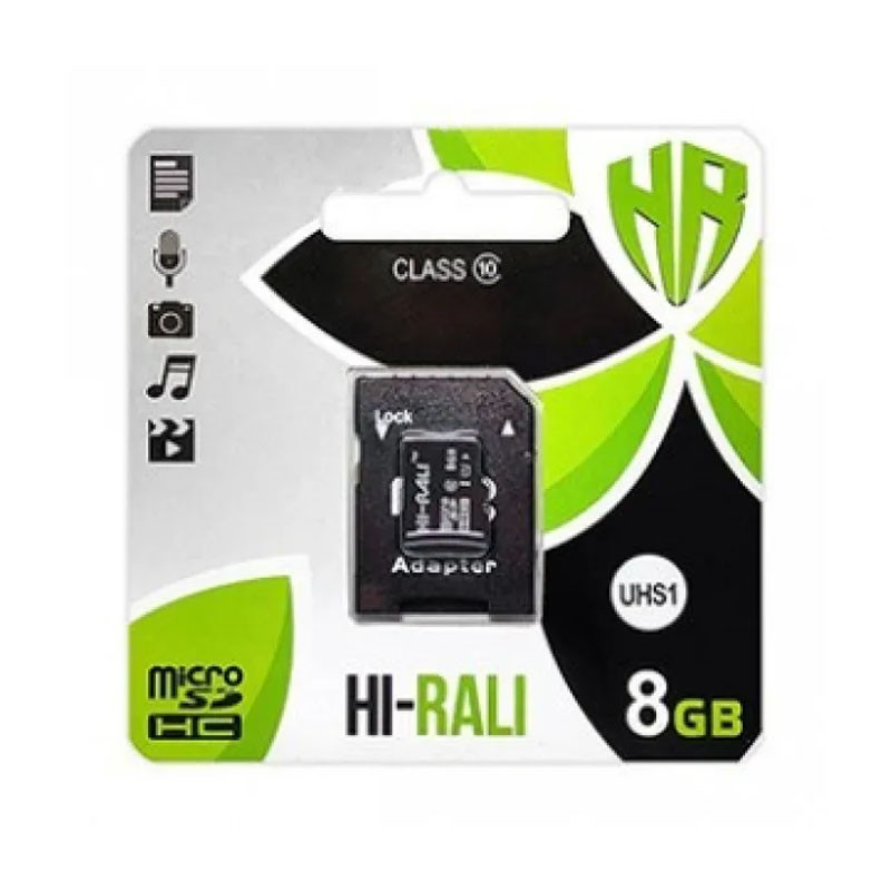 Карта пам'яті Hi-Rali microSDHC (UHS-1) 8 GB Card Class 10 + SD adapter (Чорний) 1266427
Карта пам'яті Hi-Rali microSDHC (UHS-1) 8 GB Card Class 10 + SD adapter (Чорний) 1266427
