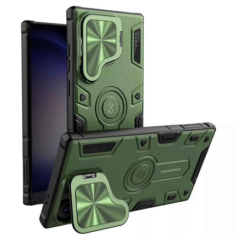 TPU+PC чехол Nillkin CamShield Armor Prop для Samsung Galaxy S24 Ultra (Dark Green) в магазине vchehle.ua