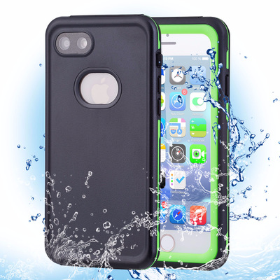 Водонепроницаемый противоударный чехол (Wireless Charger) для Apple iPhone 7 (4.7") (Бесцветный, Черный / Зеленый)