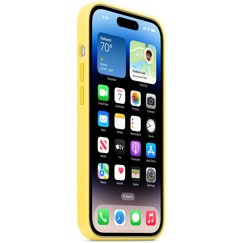 Фото Чехол Silicone case (AAA) full with Magnetic Safe для Apple iPhone 14 Pro (6.1") (Желтый / Canary Yellow) в магазине vchehle.ua