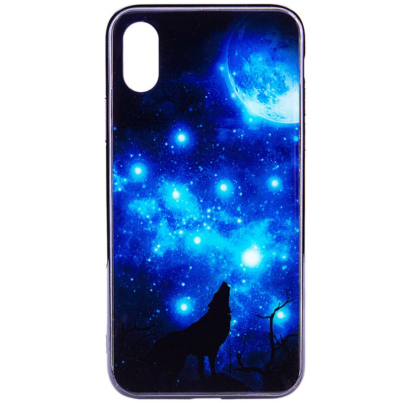 TPU+Glass чехол Fantasy с глянцевыми торцами для Apple iPhone XS Max (6.5") (Лунная ночь)