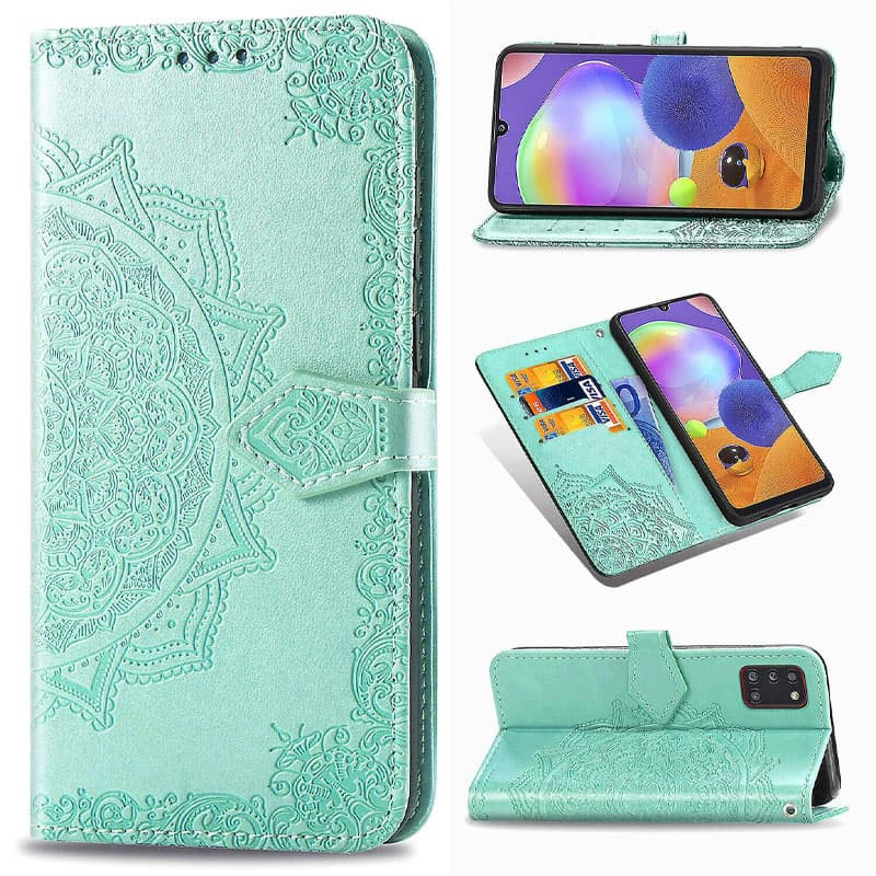 Купить Кожаный чехол-книжка Art Case с визитницей для Samsung Galaxy A31 (Бирюзовый) на vchehle.ua