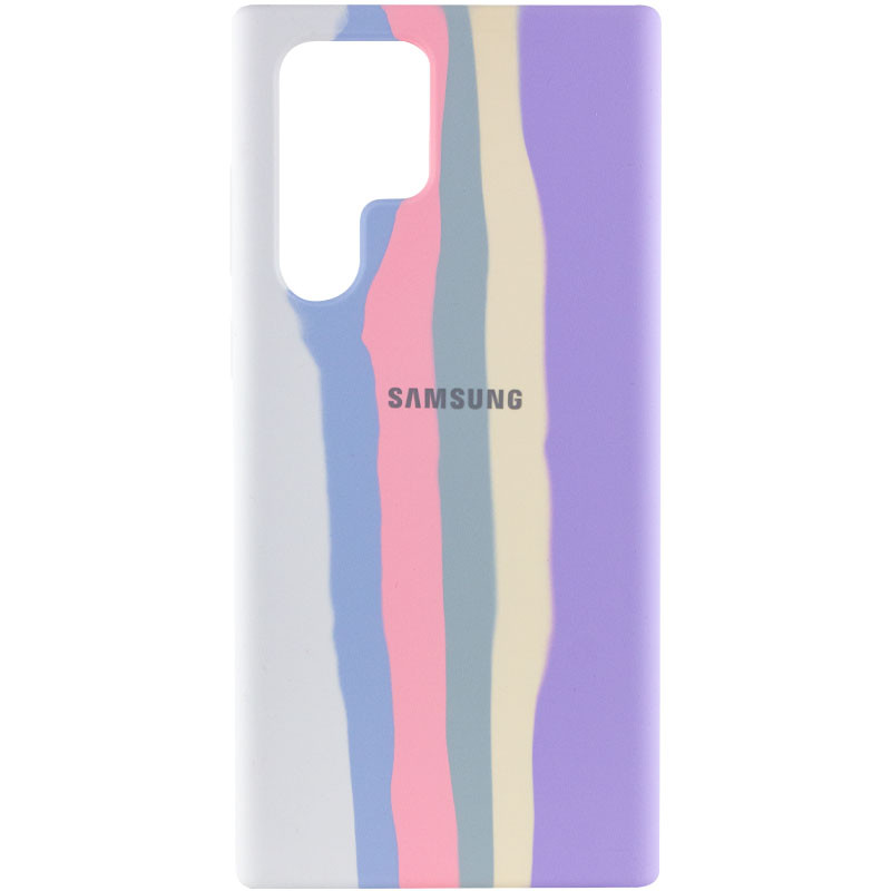 Чохол Silicone Cover Full Rainbow на Samsung Galaxy S22 Ultra (Білий / Бузковий)