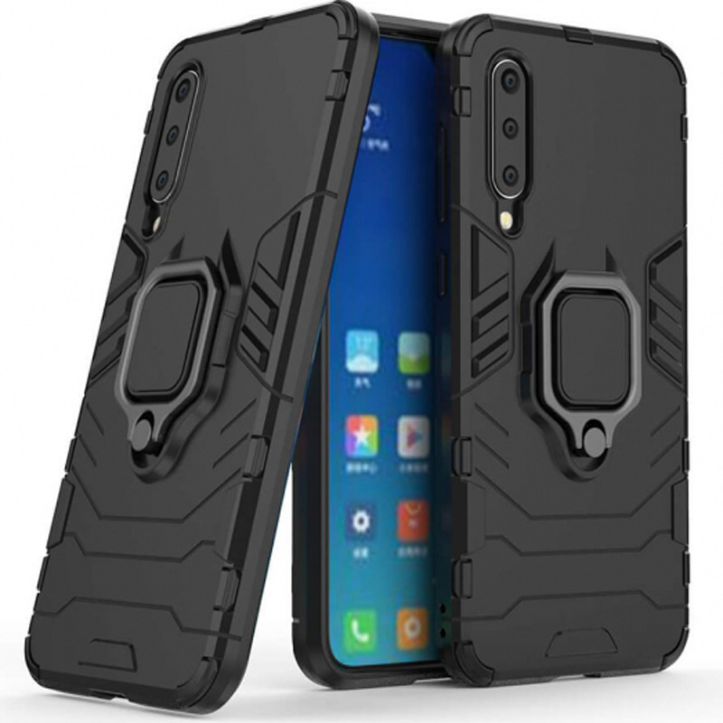 Фото Ударопрочный чехол Transformer Ring for Magnet для Xiaomi Mi CC9 / Mi 9 Lite (Черный / Soul Black) на vchehle.ua