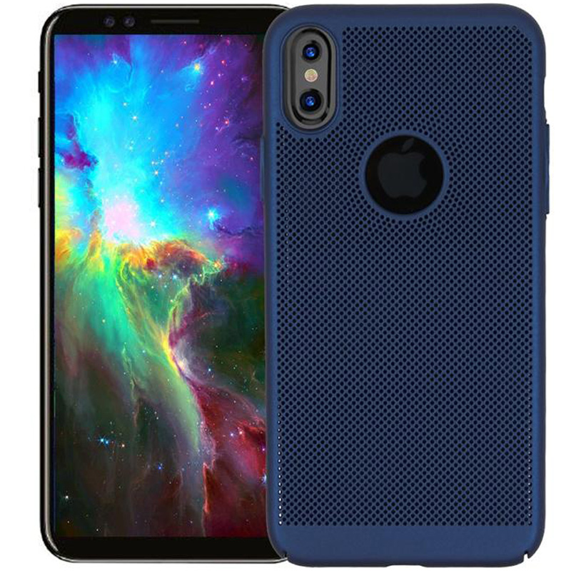 

Ультратонкий дышащий чехол Grid case для iPhone X (5.8") (Темно-синий) 707698