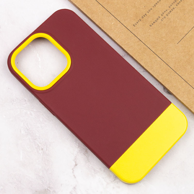 Чехол TPU+PC Bichromatic для Apple iPhone 13 Pro (6.1") (Brown burgundy / Yellow) в магазине vchehle.ua