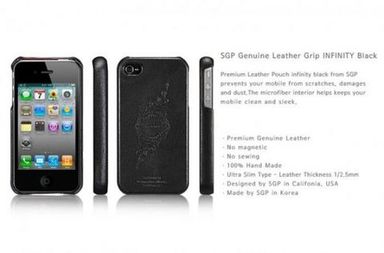 Купить Кожаная накладка SGP (5 цветов) для iPhone 4 (черный) на vchehle.ua