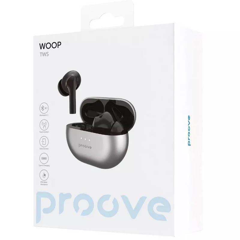 Купити Бездротові TWS навушники Proove Woop with ANC (Silver / Black) на vchehle.ua