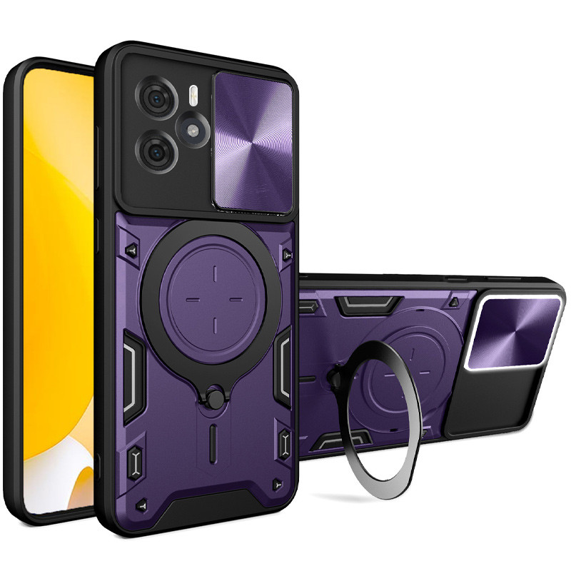 Ударопрочный чехол Bracket case with Magnetic для Xiaomi Redmi Note 14 5G (Purple)