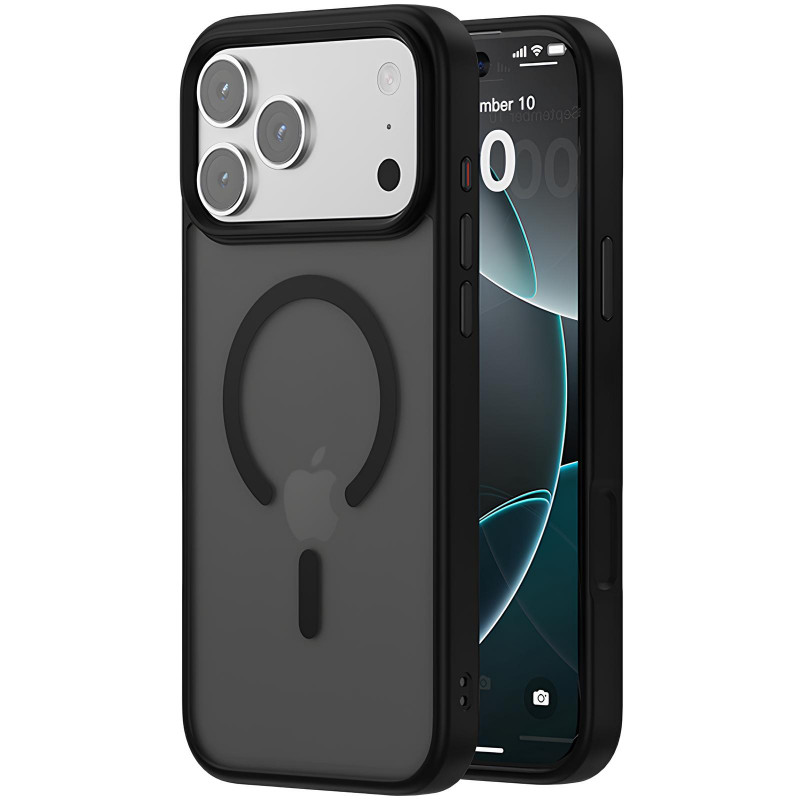 TPU+PC чохол Metal Buttons with Magnetic Safe Colorful на Apple iPhone 17 Pro (6.3") (Чорний / Black)