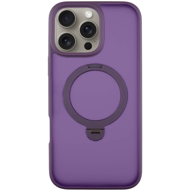 TPU+PC чехол Metal Buttons with Magnetic Safe Colorful HQ Ring для Apple iPhone 16 Pro Max (6.9") (Purple)