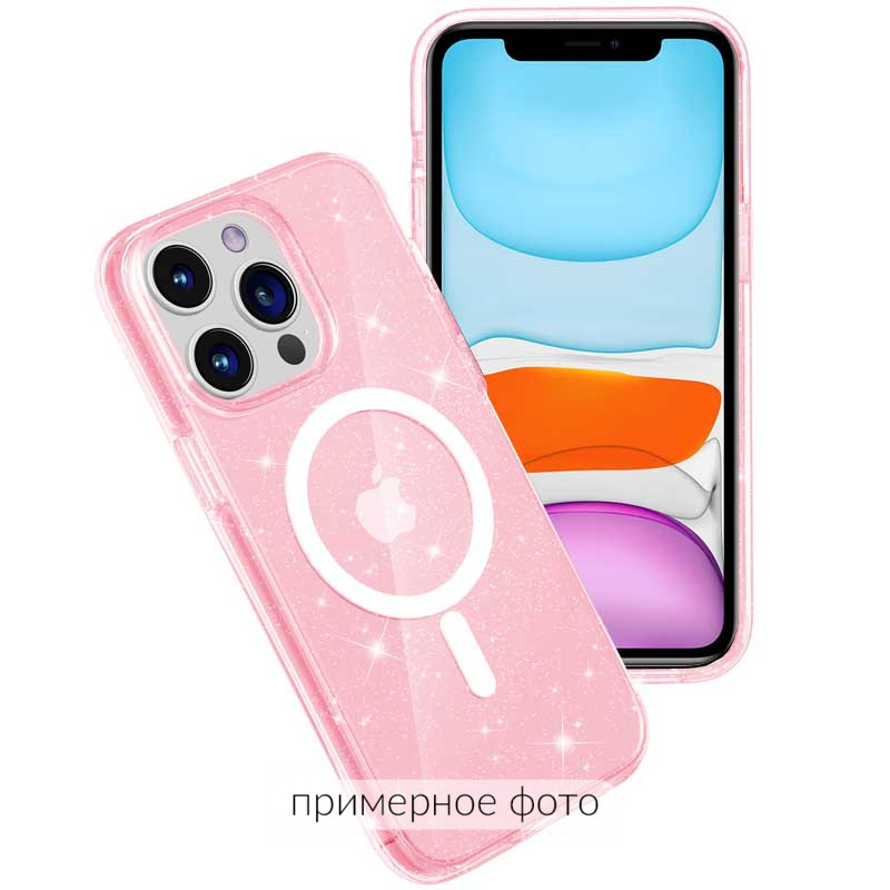 Фото Чохол TPU Galaxy Sparkle (MagFit) на Apple iPhone 16 Pro (6.3") (Pink+Glitter) в маназині vchehle.ua