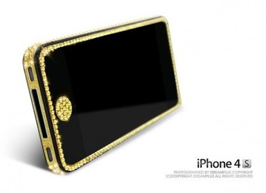 Купить  Наклейка на кнопку Dreamplus Eileen Button (Swarovski Cut Crystals) для Apple iPhone 4/4S (Золотой) на vchehle.ua