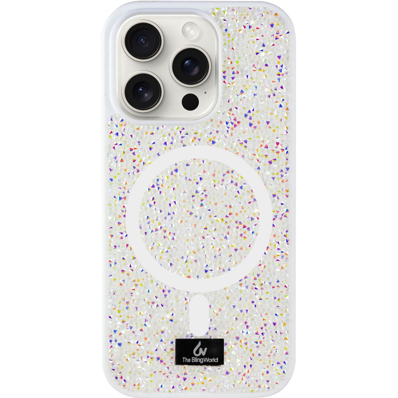 TPU чохол Bling World Rock Diamond with Magnetic Safe на Apple iPhone 15 Pro (6.1") (White)