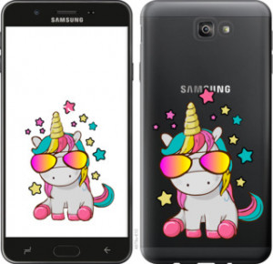 Чехол Единорог в очках для Samsung Galaxy J7 Prime