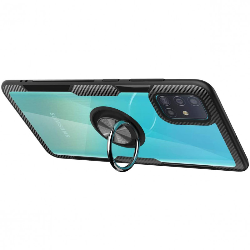 Купить TPU+PC чехол Deen CrystalRing for Magnet (opp) для Samsung Galaxy A51 (Бесцветный / Черный) на vchehle.ua