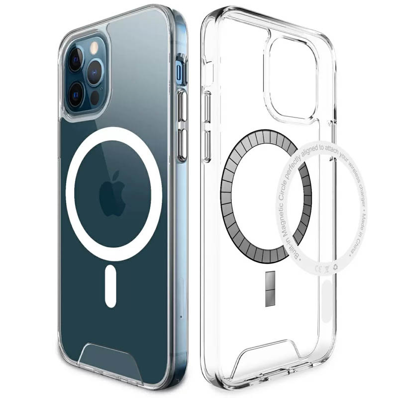 Чехол TPU Space Case with Magnetic Safe для Apple iPhone 12 Pro / 12 (6.1") (Прозрачный)