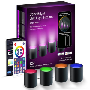 Настінна LED лампа RGB Intelligent wall lamp 4 pcs with Bluetooth European plug with app