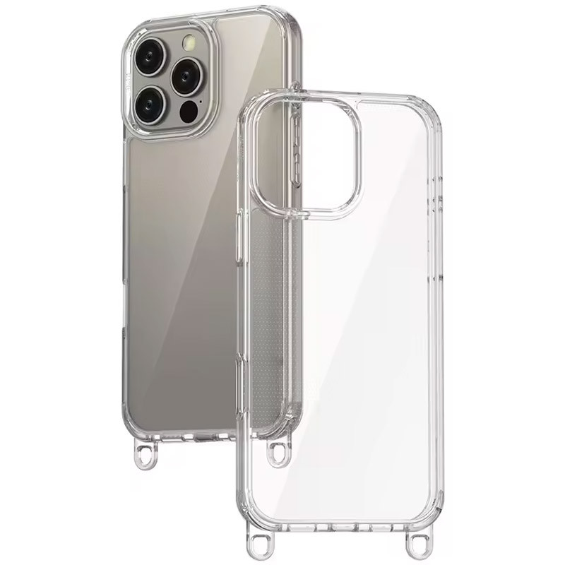 Чехол TPU Transparent with Straps для Apple iPhone 14 Pro (6.1") (Black) в магазине vchehle.ua