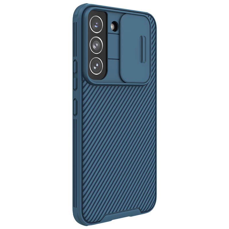 Фото Карбонова накладка Nillkin Camshield (шторка на камеру) на Samsung Galaxy S22 (Синій / Blue) в маназині vchehle.ua