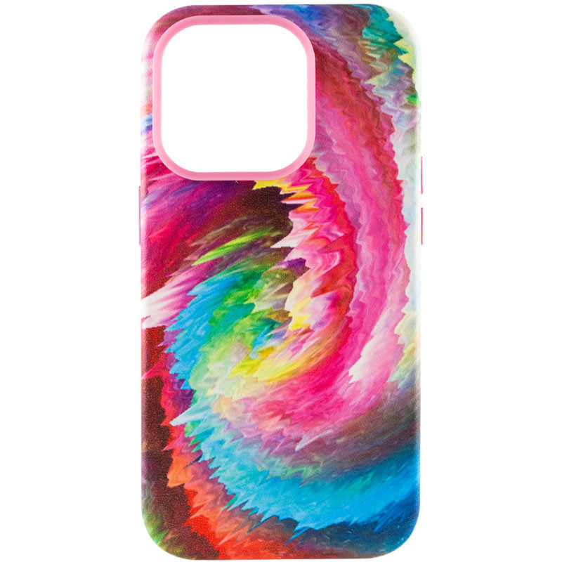 Шкіряний чохол Colour Splash with Magnetic Safe на Apple iPhone 13 Pro (6.1") (Pink / Blue)