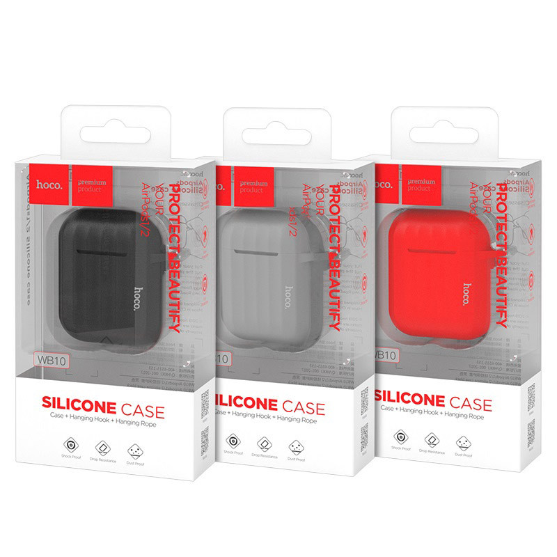 Силиконовый футляр Hoco WB10 для наушников AirPods 1/2 (Серый) в магазине vchehle.ua