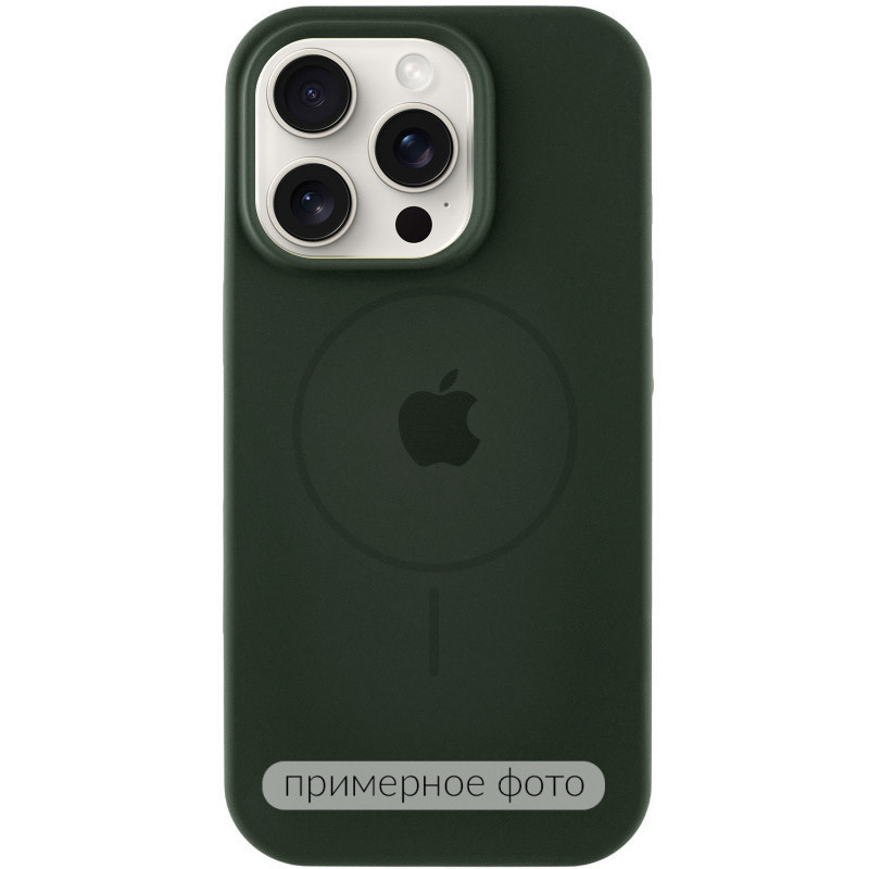 Чехол Silicone Case Full Protective (AA) with Magnetic Safe для Apple iPhone 14 (6.1") (Зеленый / Dark Olive)