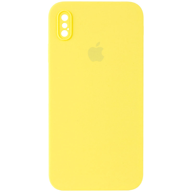 Чохол Silicone Case Square Full Camera Protective (AA) на Apple iPhone XS / X (5.8") (Жовтий / Yellow)