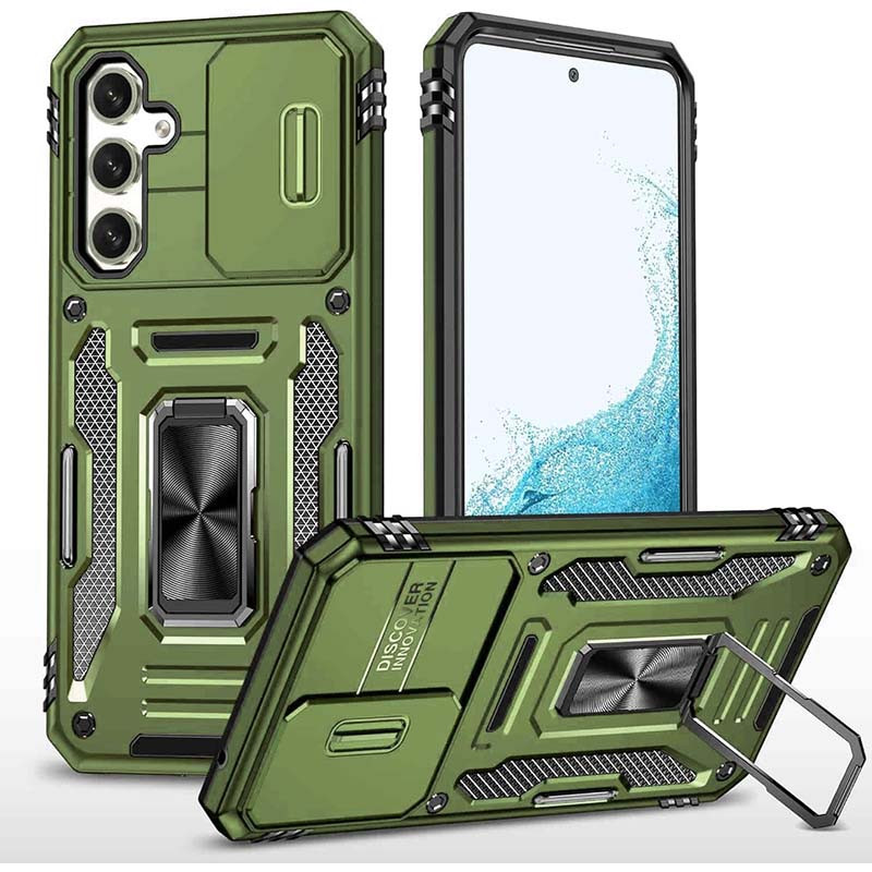 Ударопрочный чехол Camshield Army Ring для Samsung Galaxy S25 / S24 (Оливковый / Army Green)