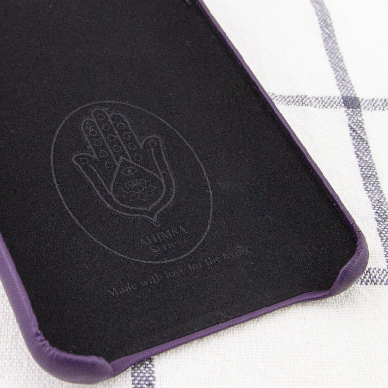 Фото Шкіряний чохол AHIMSA PU Leather Case Logo (A) на iPhone 12 Pro Max (Эстетический деффект / Фіолетовий) на vchehle.ua