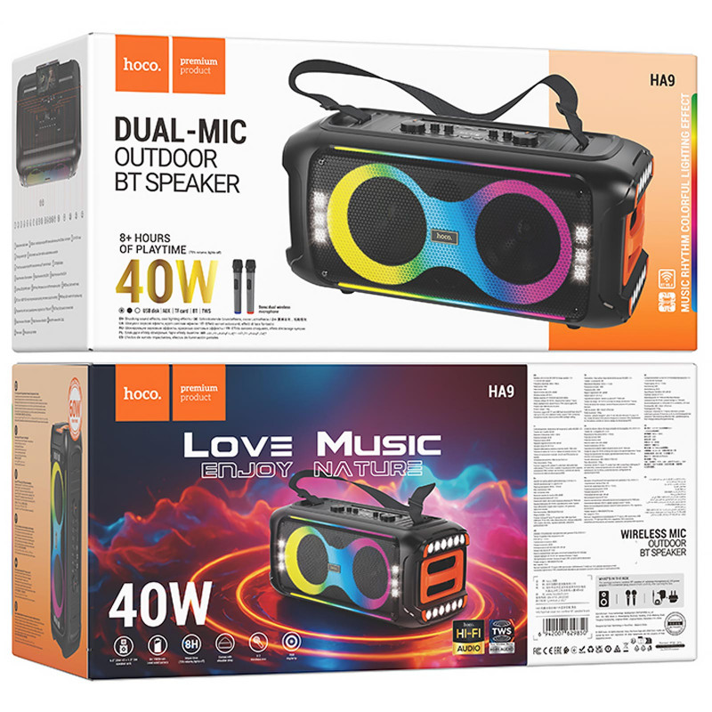 Заказать Bluetooth колонка Hoco HA9 Kayman + два микрофона (Black) на vchehle.ua