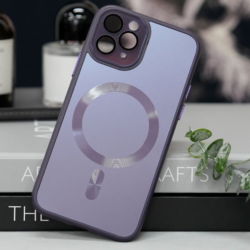 Фото Чохол TPU+Glass Sapphire Midnight with Magnetic Safe на Apple iPhone 15 Pro (6.1") (Фіолетовий / Deep Purple) в маназині vchehle.ua