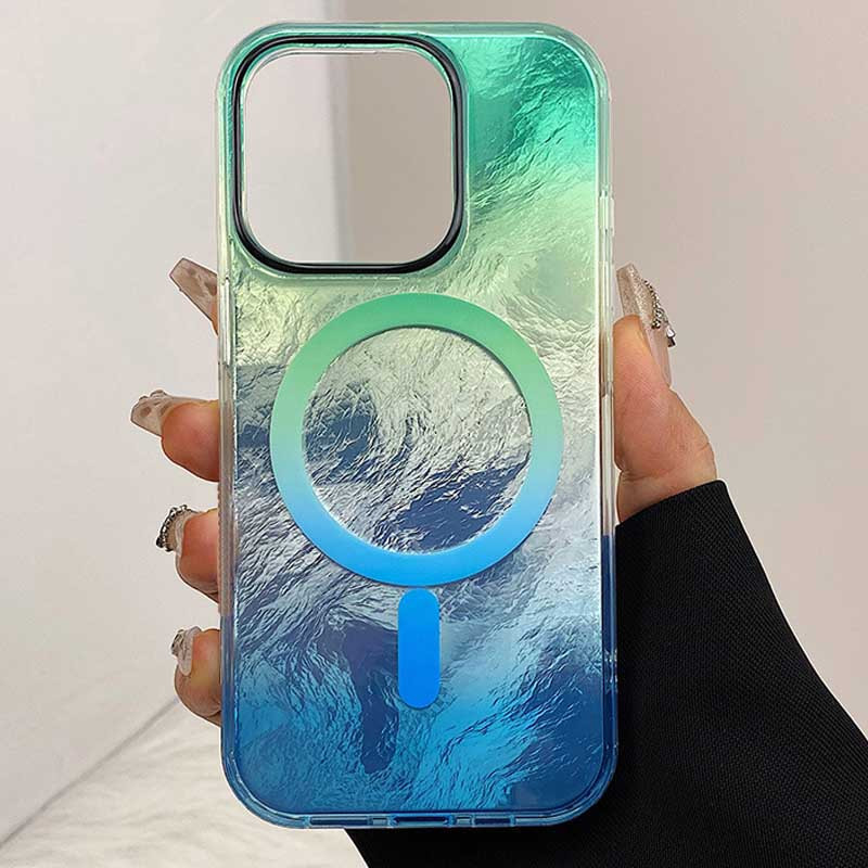 Фото Чехол TPU Shiny Mountain (MagFit) для Apple iPhone 15 (6.1") (Green / Blue) на vchehle.ua