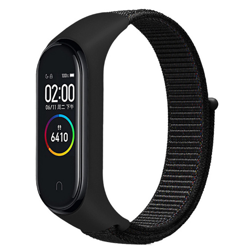 Ремешок Nylon New для Xiaomi Mi Band 3/4/5/6/7 (Black)