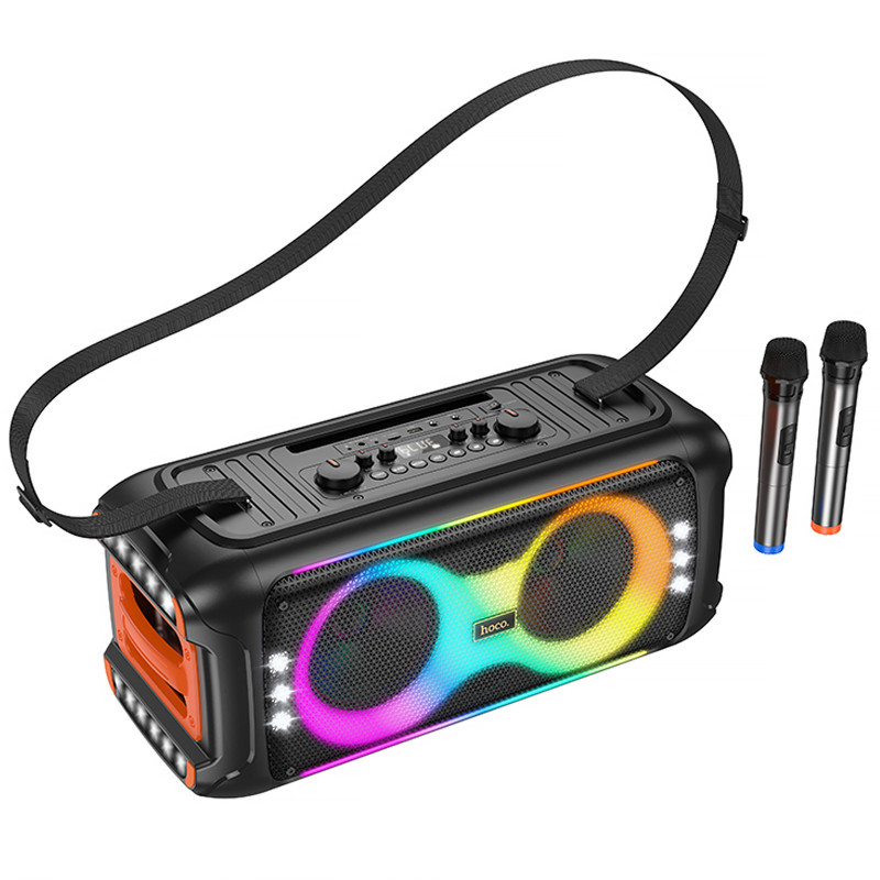 Bluetooth колонка Hoco HA9 Kayman + два микрофона (Black)