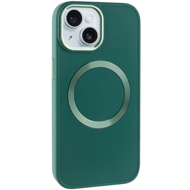 TPU чехол Bonbon Metal Style with Magnetic safe для Apple iPhone 13 (6.1") (Зеленый / Pine green)