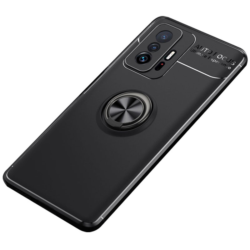 TPU чохол Deen ColorRing під магнітний тримач (opp) на Xiaomi 11T / 11T Pro (Чорний / Чорний)