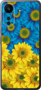 Чехол Жёлто-голубые цветы для Xiaomi Redmi 13C