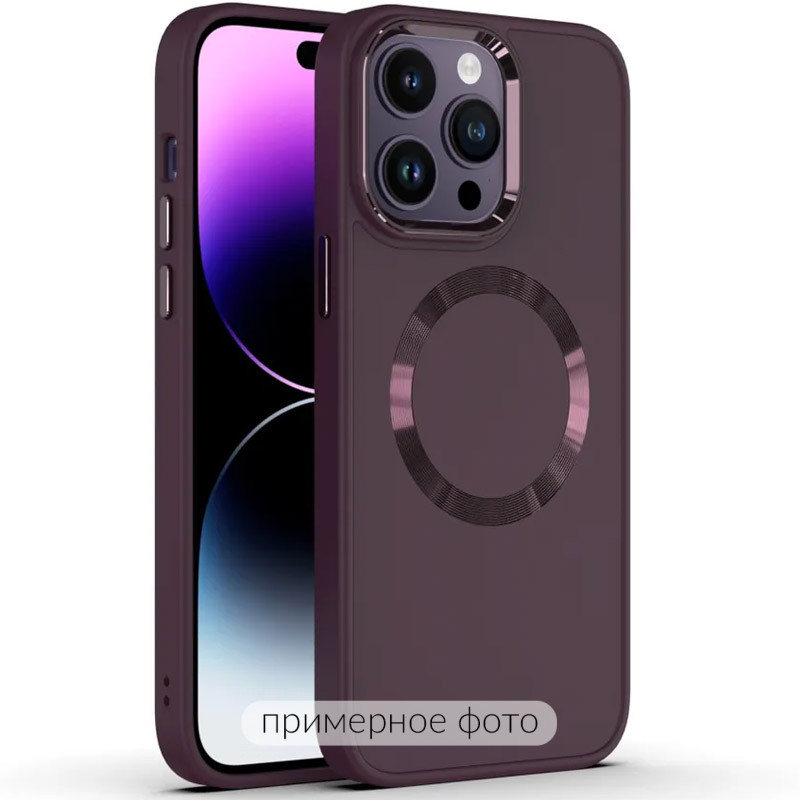 TPU чехол Bonbon Metal Style with Magnetic safe для Apple iPhone 16 Pro (6.3") (Бордовый / Plum)