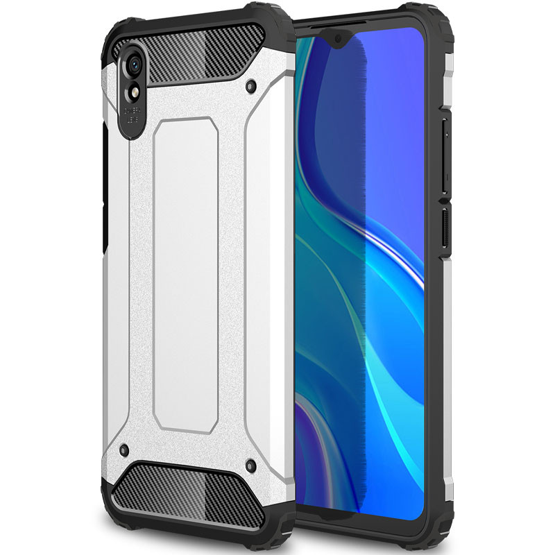 

Броньований протиударний TPU+PC чохол Immortal на Xiaomi Redmi 9A (Срібний) 928055