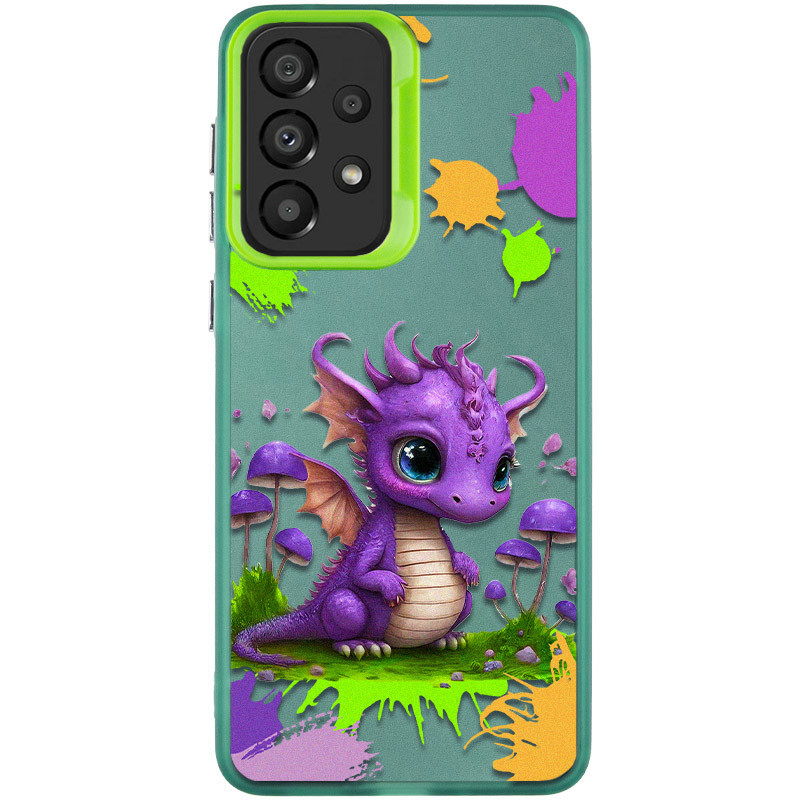 TPU+PC чехол TakiTaki Graffiti magic glow для Samsung Galaxy A33 5G (Baby dragon / Green)