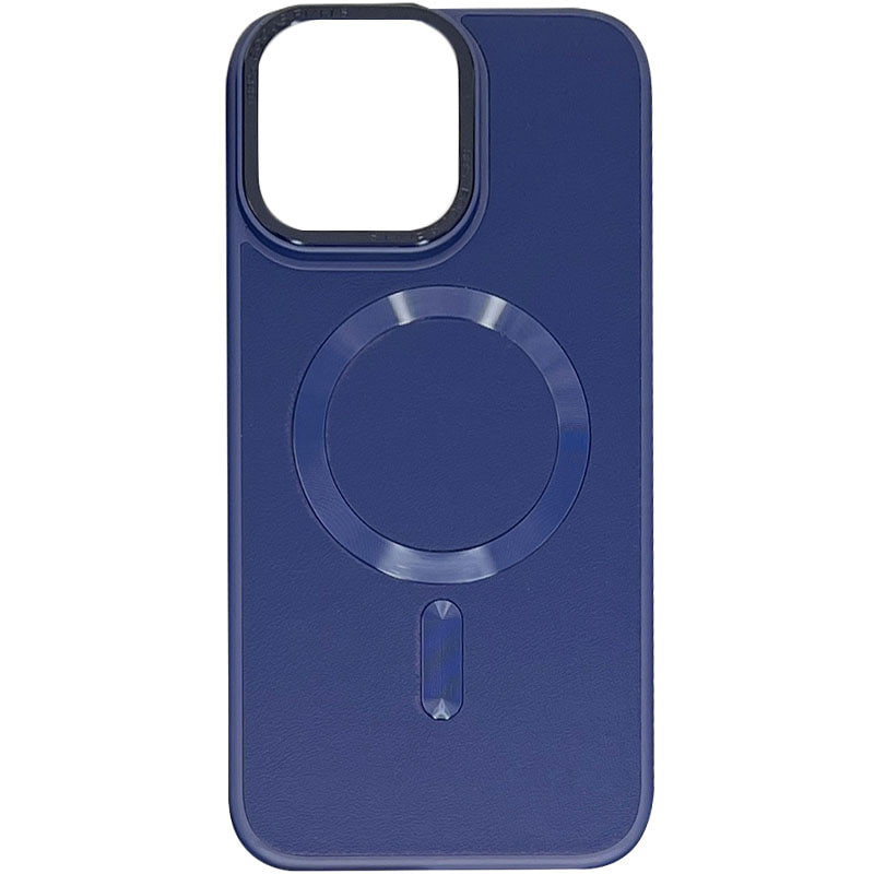 Шкіряний чохол Bonbon Leather Metal Style with Magnetic Safe на Apple iPhone 15 (6.1") (Синій / Navy blue)