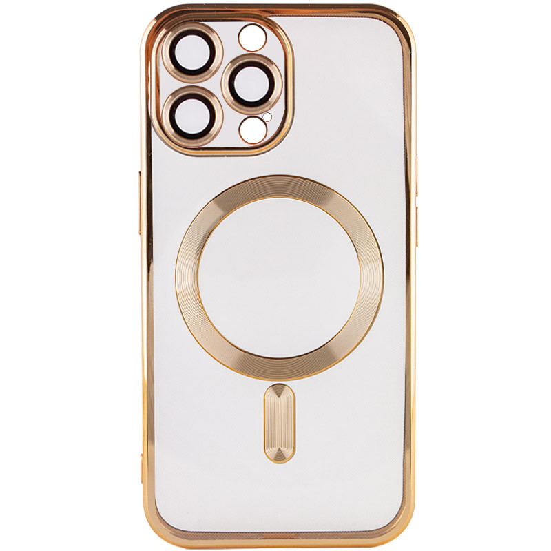 Фото TPU чехол Fibra Chrome with Magnetic safe для Apple iPhone 13 Pro (6.1") (Gold) в магазине vchehle.ua