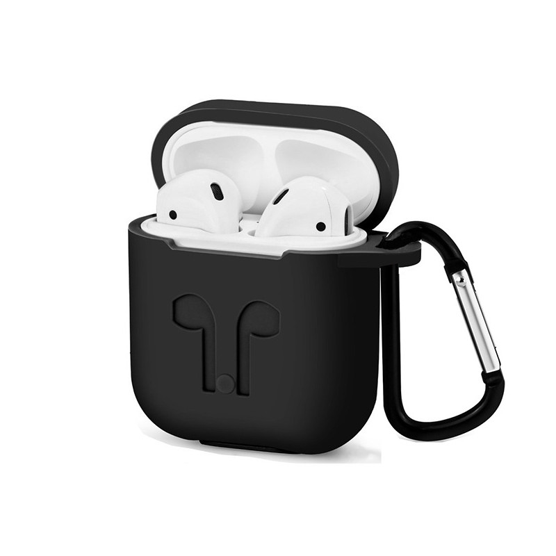 

Силиконовый футляр с карабином для наушников AirPods (Черный / Black) 589471