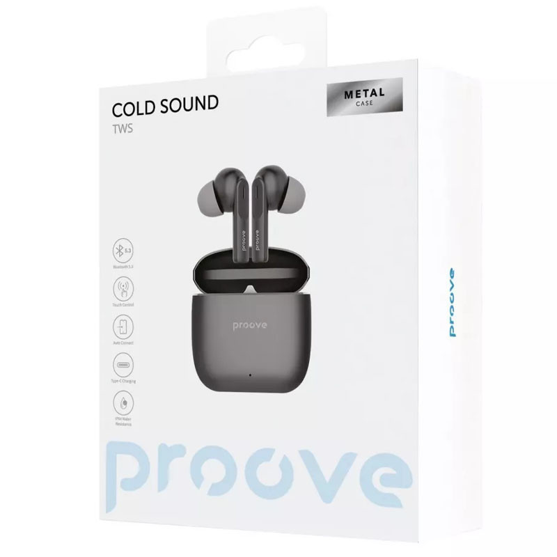 Купити Уцінка Бездротові TWS навушники Proove Cold Sound (Вскрите павування / Gray / Black) на vchehle.ua