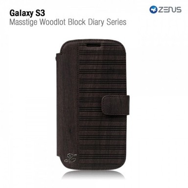 Кожаный чехол Zenus Masstige Woodlot Block Diary Series для Samsung i9300 Galaxy S3 (Черный шоколад / Black choco)