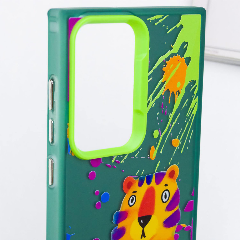 Фото TPU+PC чохол TakiTaki Graffiti magic glow на Samsung Galaxy S23 Ultra (Shocked tiger / Green) на vchehle.ua