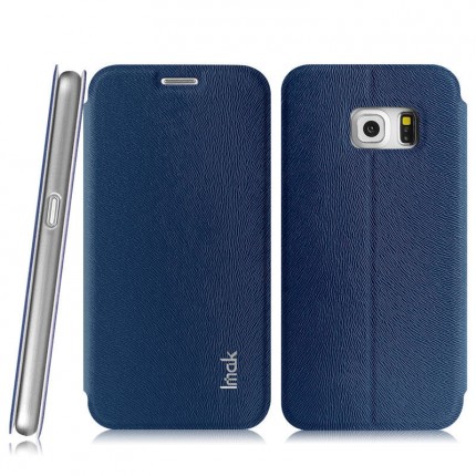 Кожаный чехол (книжка) IMAK Fun Series для Samsung Galaxy S6 G920F/G920D Duos (Синий)
